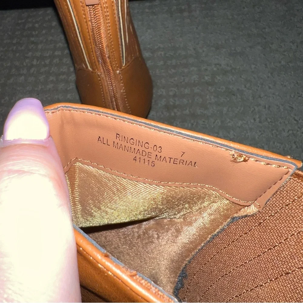 Bamboo High Heel Bootie Back Zipper Chestnut Size 7